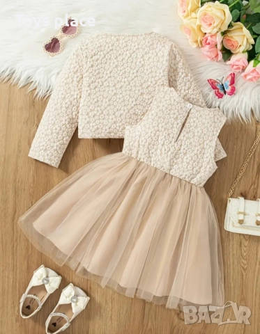 7/8 Нова празнична рокля + сако, подходяща за първи учебен ден, снимка 2 - Детски рокли и поли - 51662229