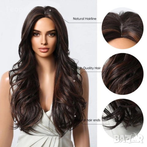 Смесена кафява перука, снимка 3 - Аксесоари за коса - 53180835