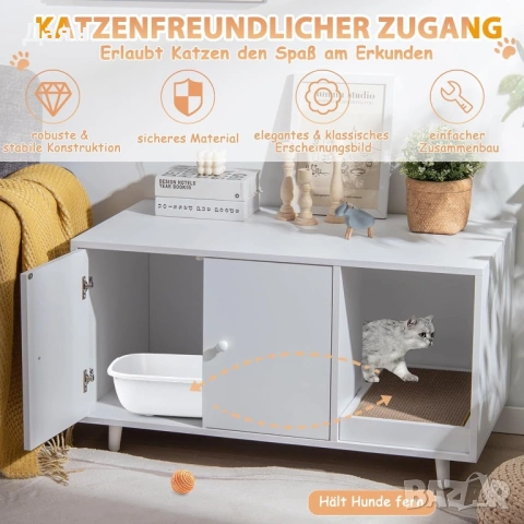 Шкаф за котешката тоалетна с драскалка COSTWAY, снимка 3 - За котки - 53430020