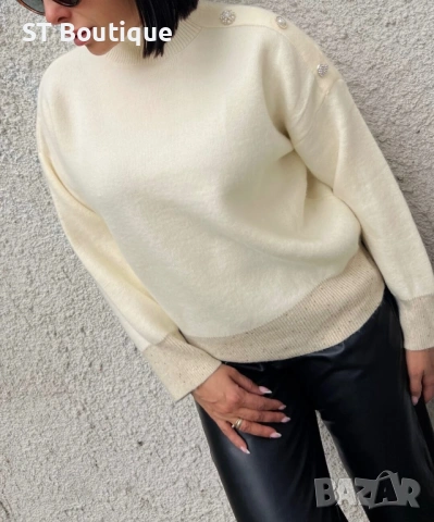 Дамски пуловер с камъни, снимка 3 - Блузи с дълъг ръкав и пуловери - 53601950