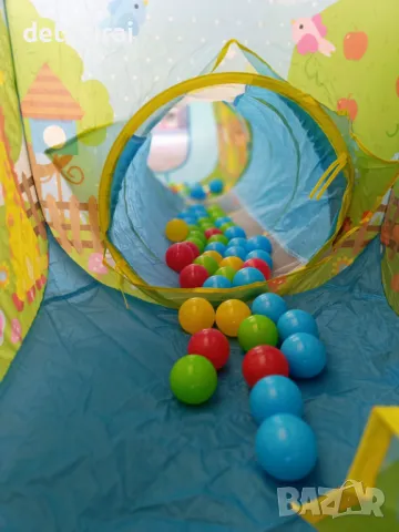 Къщичка и палатка с тунел + 100бр топки, снимка 4 - Други - 50077374