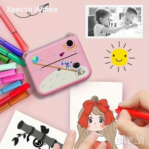 Камера Фотоапарат за моментални снимки с печат принтер моментни снимки, снимка 6 - Фотоапарати - 51414277