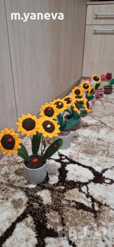 ръчно плетени цветя, снимка 12 - Изкуствени цветя - 53047041