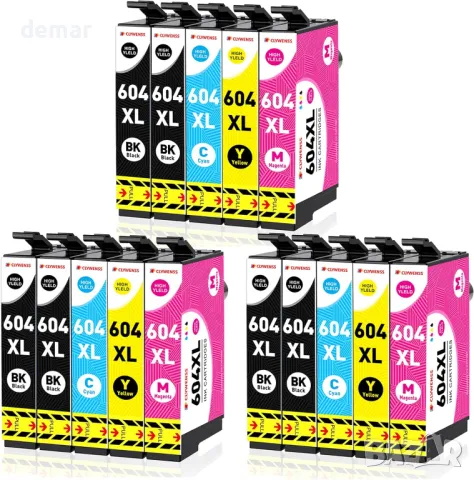 Clywenss 15-Pack 604XL мастилени касети, съвместими с Epson 604 XL Multipack, снимка 1 - Консумативи за принтери - 47332233