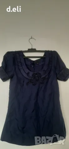 Нова блузка в тъмносин цвят. 100% Коприна Размер S