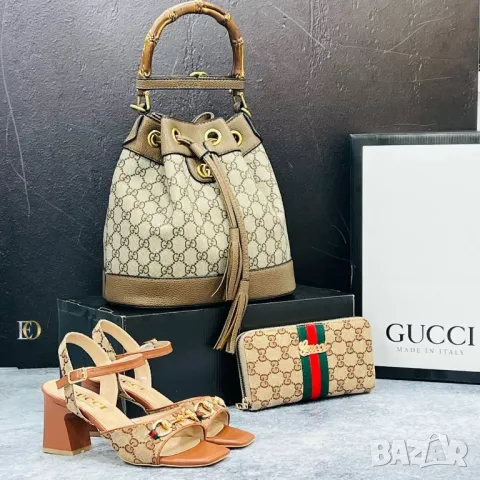 дамски сандали на ток, чанта / раница и портмоне gucci , снимка 12 - Чанти - 46941108