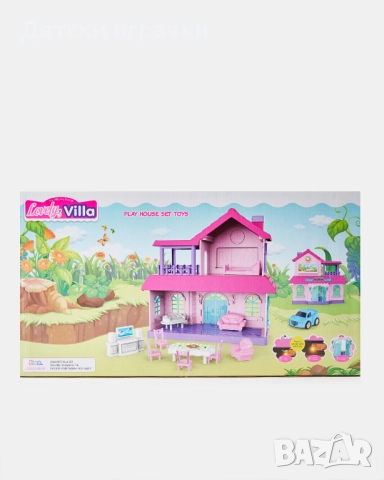 Къща за кукли музикална вила за момичета с мебели и кола, снимка 6 - Кукли - 52093358