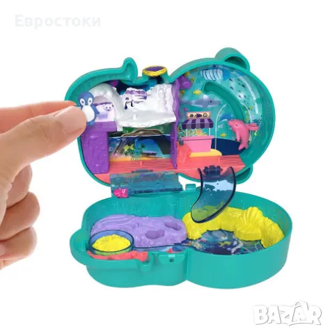 Игрален комплект Polly Pocket Otter Aquarium Compact - Видра, с 2 микро кукли и аксесоари, снимка 2 - Образователни игри - 47238948