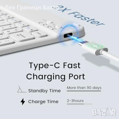 Нов Кейс с Bluetooth клавиатура за iPad 11" 2025/10.9" 2022 UK син калъф, снимка 2 - Друга електроника - 53669411