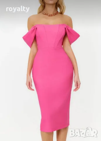 Розова дамска елегантна рокля , снимка 6 - Рокли - 50047156