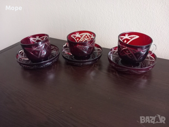 Кристални чаши червен кристал , снимка 4 - Чаши - 51552533