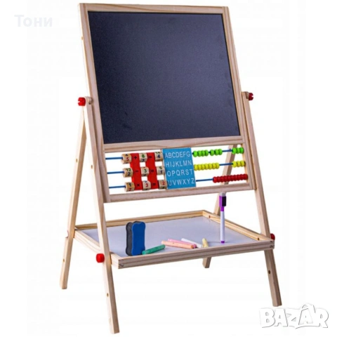 Мултифункционална образователна детска дъска с дървена рамка – за писане, рисуване и обучение, снимка 2 - Други - 54139965