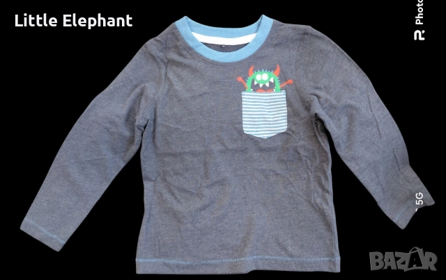 Блузка с дълъг ръкав чудовище в джобче за 2-3 год момченце,Англия/нова