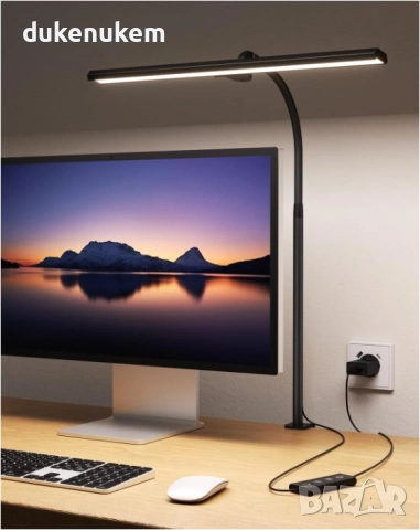 LED Настолна лампа, 40 см 12 W, димируема, скоба за захващане, 5 нива, 5 цвята