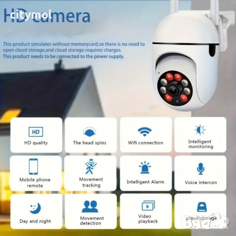 5 Mpx WiFi безжична IP камера с нощно виждане, 360°,  Full HD, слот за карта, снимка 3 - IP камери - 46674080