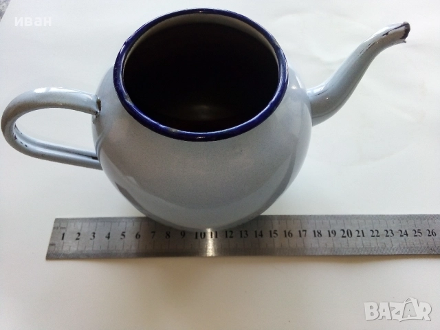 Стар,малък емайлиран чайник - 1975г., снимка 7 - Други ценни предмети - 52886312