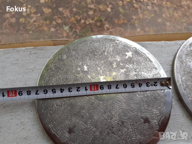 Комплект от четери метални чаши и подложки, снимка 6 - Антикварни и старинни предмети - 53410069