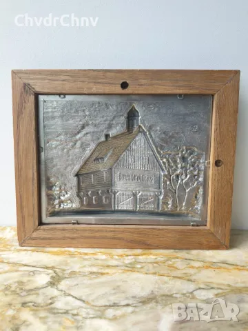 23х19см/калай SKS/малка немска колекционерска метална картина/пожарна/дървена рамка, снимка 3 - Колекции - 47142410