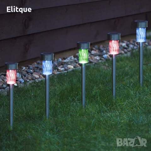 Комплект от 6 броя соларни градински LED лампи за алеи и зони