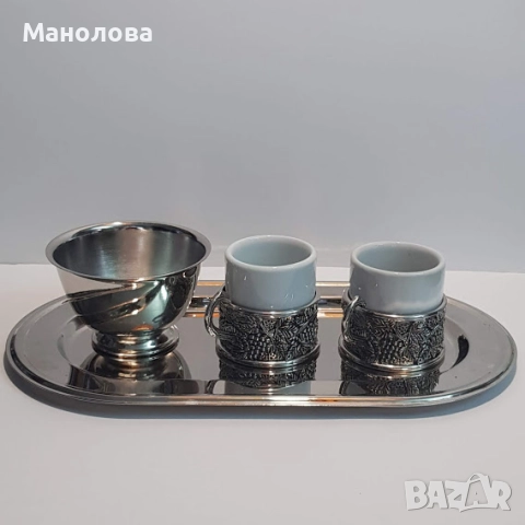 Сервиз за кафе с поднос и захарница., снимка 2 - Други ценни предмети - 52418877