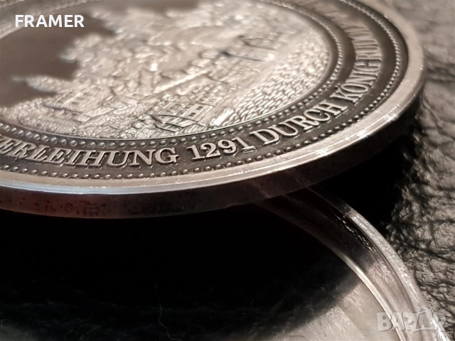 Немски СРЕБЪРЕН 999 ‰ ПЛАКЕТ медал 1291–1991г. 700г. Саарбург, снимка 8 - Нумизматика и бонистика - 52589544