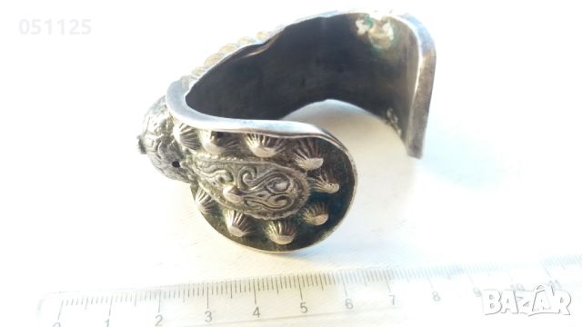 сребърна възрожденска гривна рогатка с позлата , снимка 6 - Антикварни и старинни предмети - 45221898