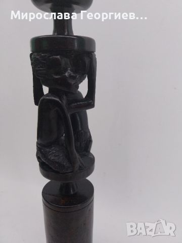Винтидж африкански свещник, ръчна дърворезба, снимка 6 - Антикварни и старинни предмети - 45477125