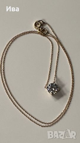 Колие с диамант - злато 14К / 1 carat, снимка 5 - Колиета, медальони, синджири - 45974147