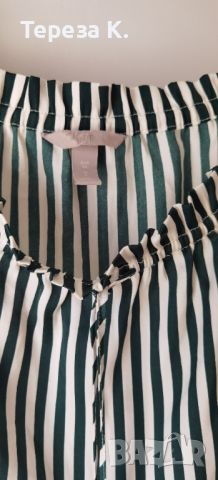 H&M блуза на райета (бяло, зелено) с 3/4 ръкави, р-р 36 / S, снимка 4 - Тениски - 45117904