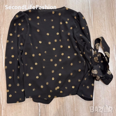 & Other Stories Дамска блуза тип прегърни ме в черно и злато, размер 40 М-Л, снимка 5 - Блузи с дълъг ръкав и пуловери - 52496564