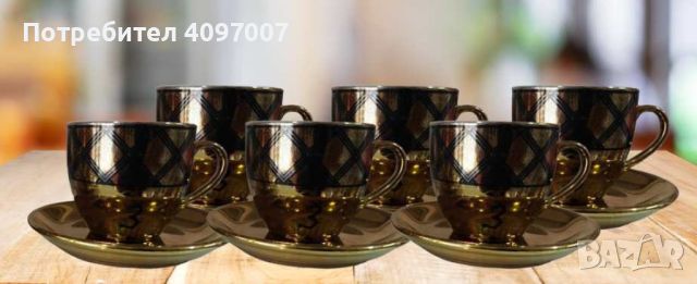 Комплект от 6 бр. чаши за кафе + 6 бр. чинийки, снимка 1 - Сервизи - 45751030