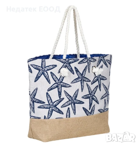 Плажна чанта с дизайн на морска звезда, 57x34x42см., снимка 3 - Чанти - 50655501
