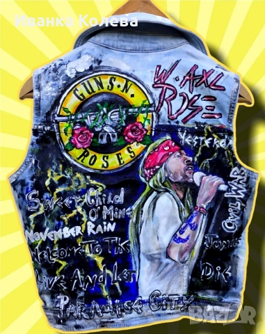 Дънково елече с Аксел Роуз, снимка 3 - Якета - 51440790