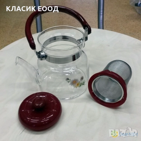 Огнеупорен стъклен чайник с цедка 1,4 л., снимка 3 - Други - 51805857