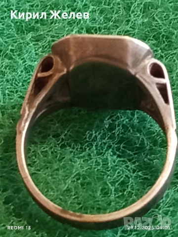 Винтидж сребърен пръстен масивен тип сигнет Английски стил 51798, снимка 6 - Пръстени - 52925022