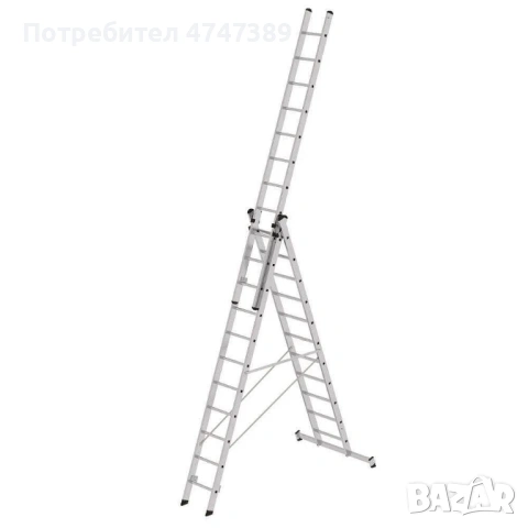 Алуминиева стълба трираменна комбинирана ROTOR KME311, 297 / 540 / 810 cm, снимка 4 - Винтоверти - 53616063