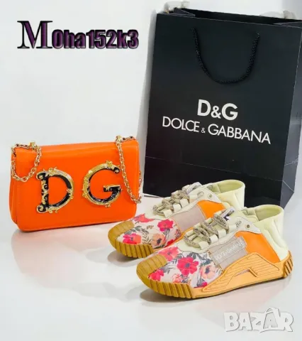 дамски комплект маратонки от естествен велур и чанта Dolce&Gabbana , снимка 4 - Чанти - 47572119