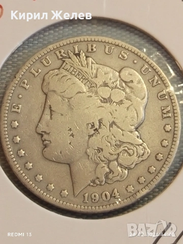 Сребърна монета 1 долар 1904г. САЩ уникат за КОЛЕКЦИОНЕРИ 50756, снимка 3 - Нумизматика и бонистика - 53656673