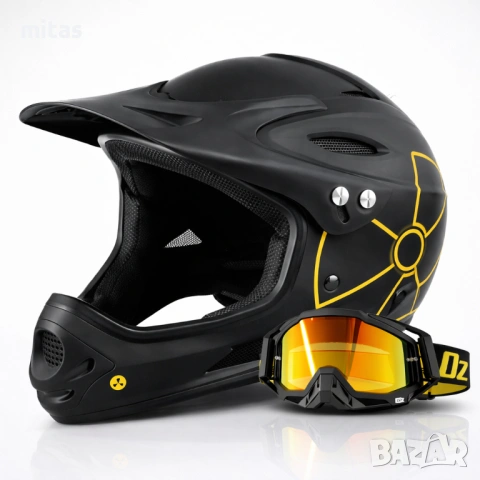 Кросова каска M-WAVE, Full Face, EN, Тегло: 870г, Размер: M/L