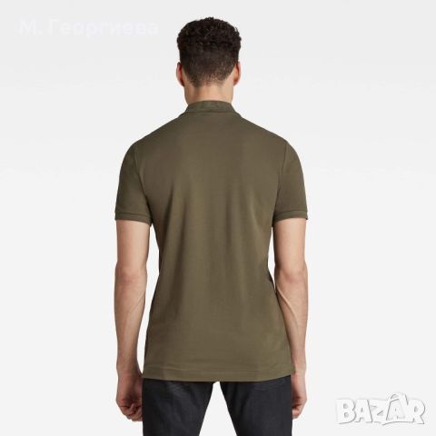 ОРИГИНАЛНА! Мъжка тениска с яка G-Star RAW във войнишко зелено, зелена, снимка 2 - Тениски - 45698201