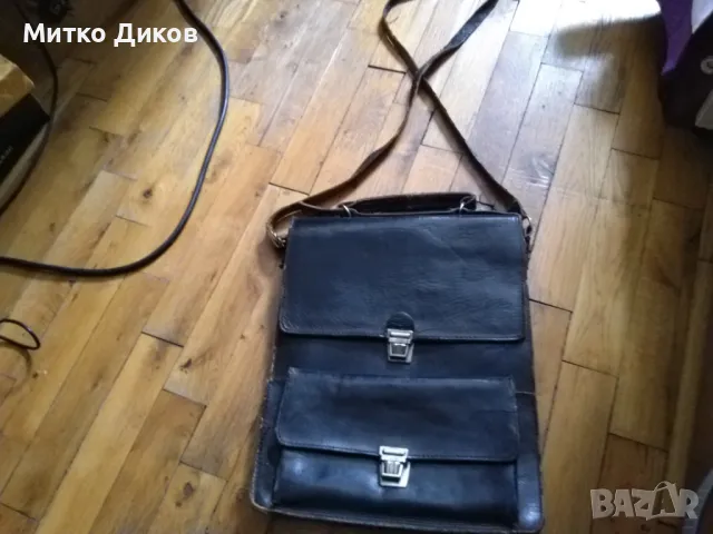 Командирска чанта черна 295х240мм естествена кожа от соца, снимка 1