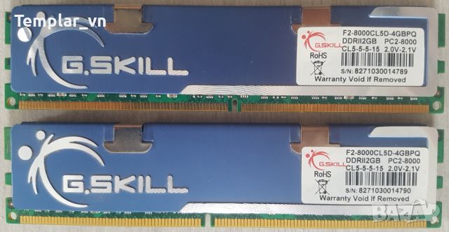 Gskill 2x2 DDR2 1000 at 1062 // OCZ Platinum 2x2 DDR2 1000, снимка 1 - RAM памет - 13617197