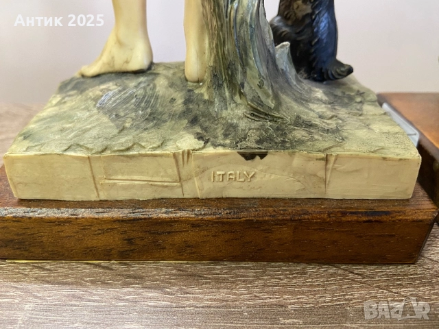 Пара винтидж италиански статуетки „Селски деца“, Италия, снимка 4 - Антикварни и старинни предмети - 52902302