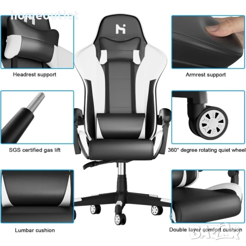 ПРОМОЦИЯ Офис / геймърски стол HL GC-01W (WHITE), снимка 2 - Столове - 51048254