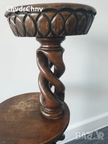 60см дърворезба/дървена масичка/малка маса-стойка-поставка-пиедестал, снимка 5 - Маси - 50955021