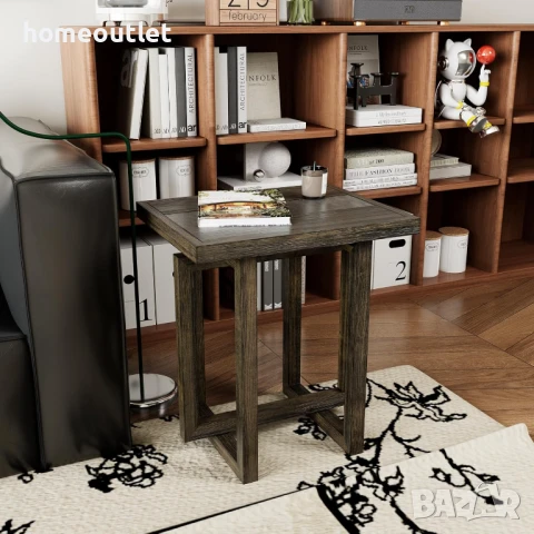 ПРОМОЦИЯ Атрактивна странична маса от тополова дървесина и синтерован камък CJZ-2319, снимка 2 - Маси - 50907820