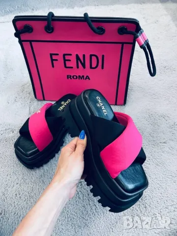 чехли на платформа fendi chnl, снимка 2 - Чехли - 49008356