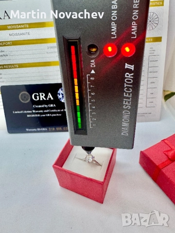 Сребърен пръстен с мойсанит (Диамант) 1 карат, снимка 11 - Пръстени - 51516731