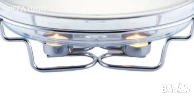Съд за затопляне Bohmann, 3л. овал, 2свещи, Стоманен капак, Стъкло, Инокс, снимка 3 - Аксесоари за кухня - 52643534