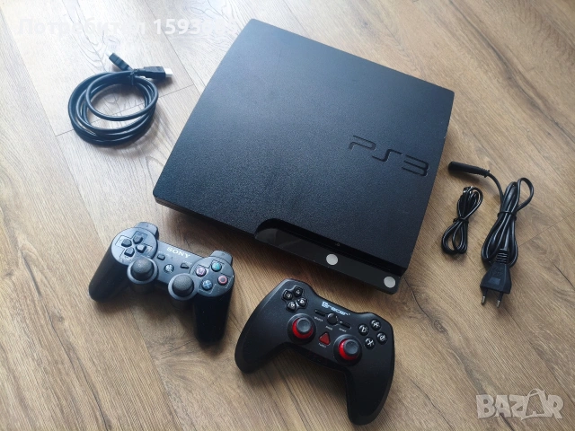 Халнат PS3 Slim + 2 джойстика + 16 игри